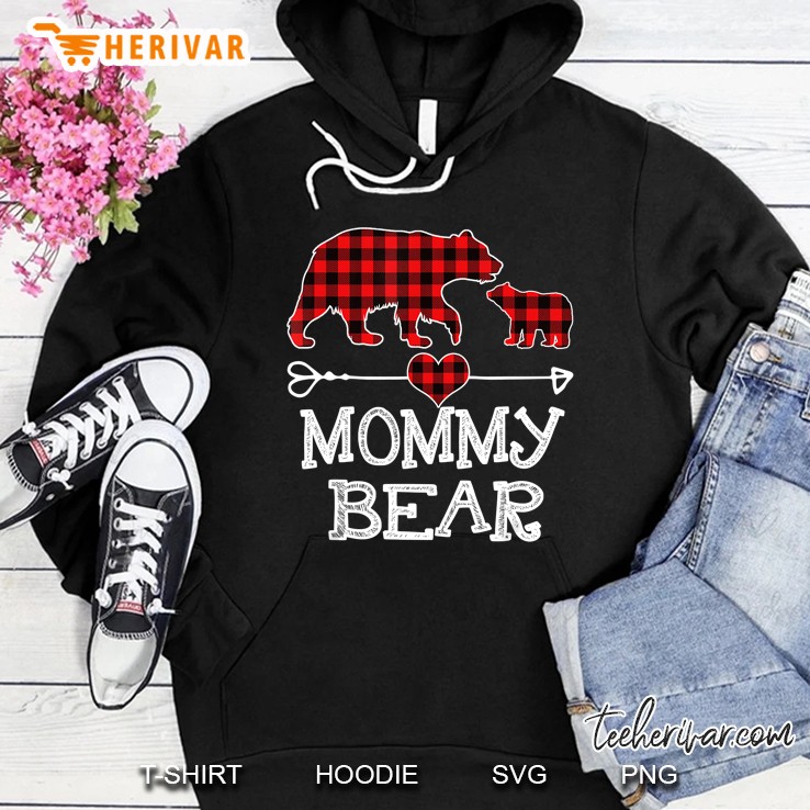 Mommy Bear Red Plaid Bear Arrow Heart Version2 Hoodie
