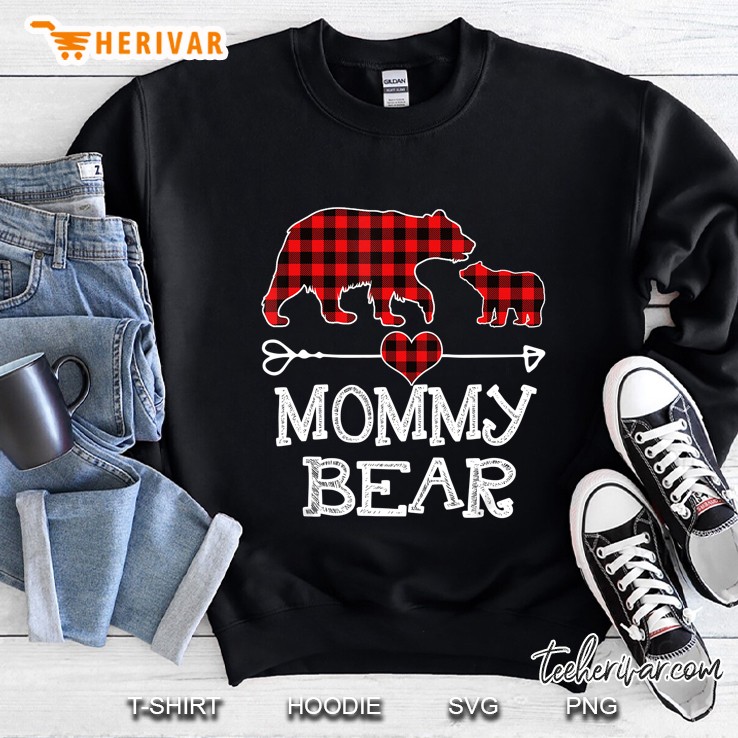 Mommy Bear Red Plaid Bear Arrow Heart Version2 Sweatshirt