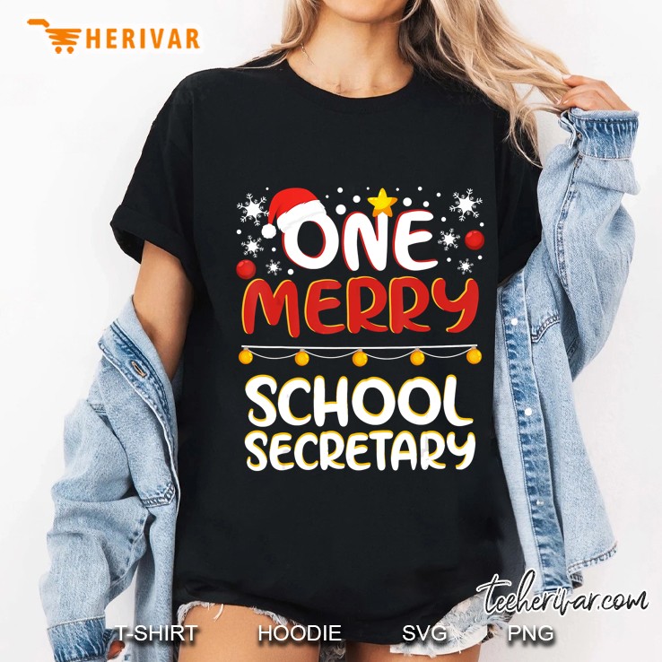 One Merry School Secretary Christmas Ladies Tee