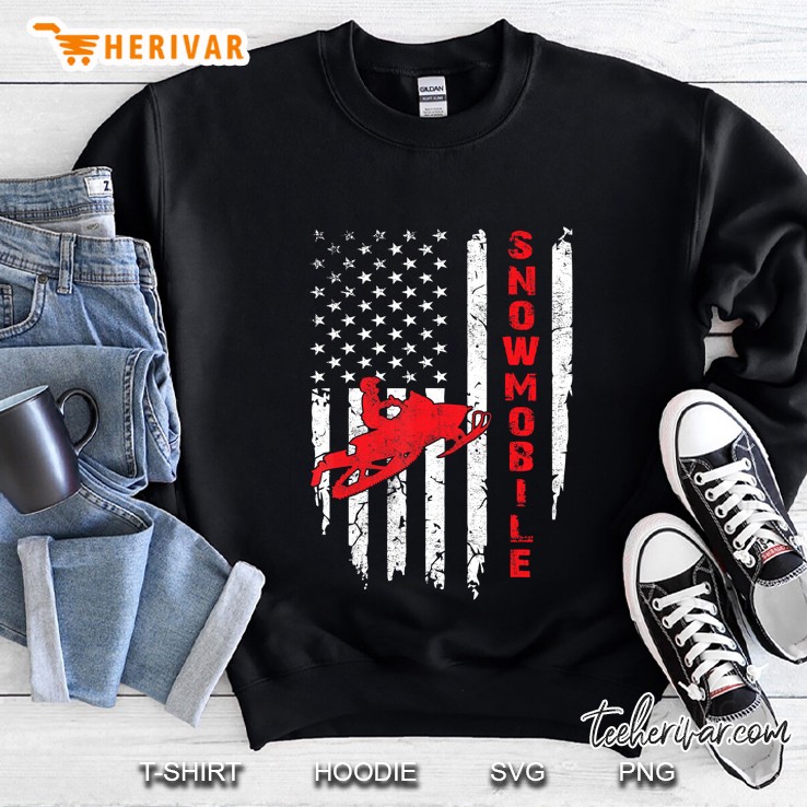 Snowmobile American Flag Sweatshirt