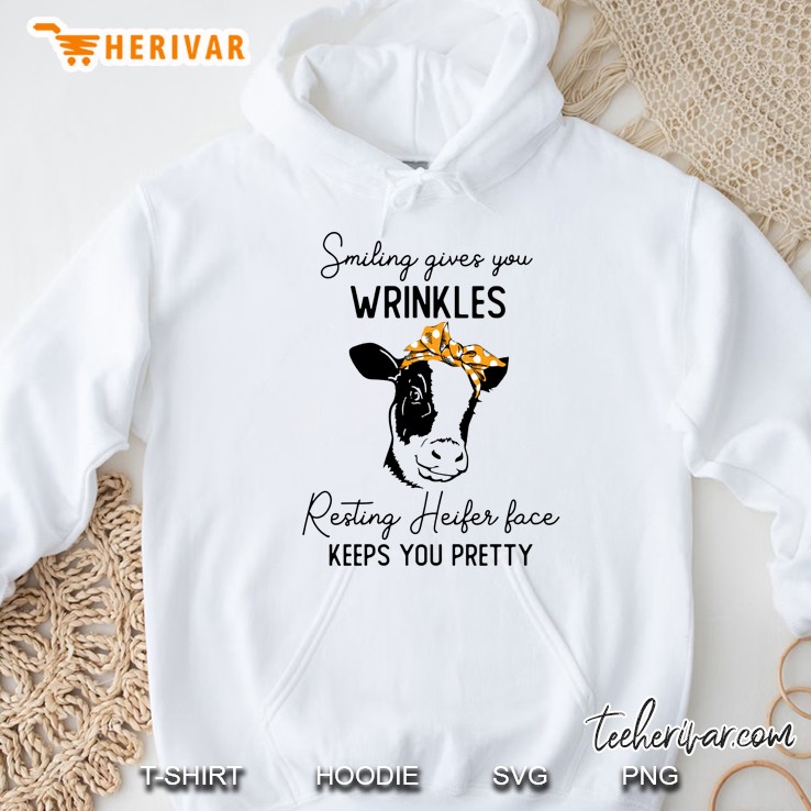 Smiling Gives You Wrinkles Resting Heifer Face Keeps You Pretty Bandana Heifer Version Hoodie