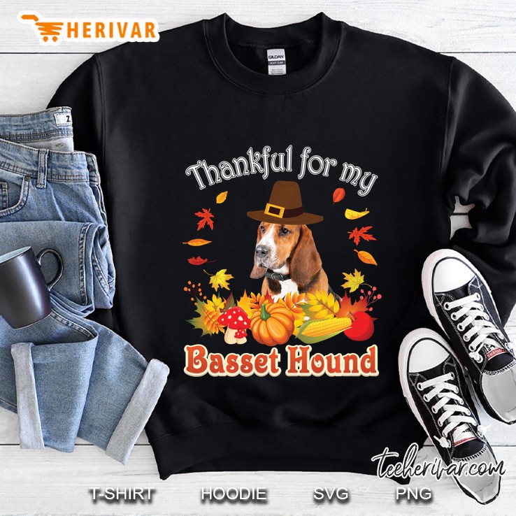 Thankful For My Basset Hound Pumpkin Fall Sweatshirt
