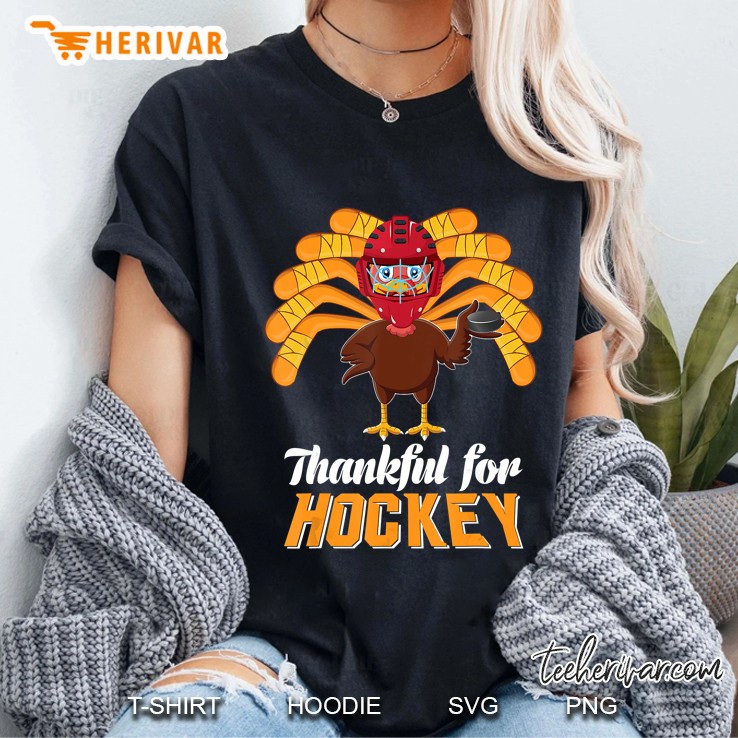 Thankful For Hockey Thanksgiving Version2 Ladies Tee