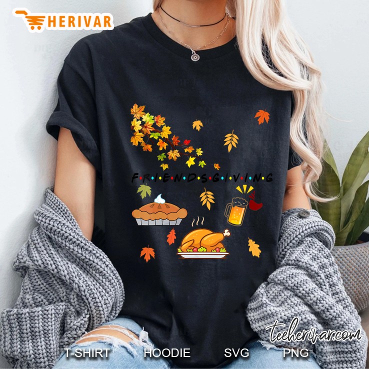 Thanksgiving Friendsgiving Turkey Beer Wine Pumpkin Pie Fall Ladies Tee