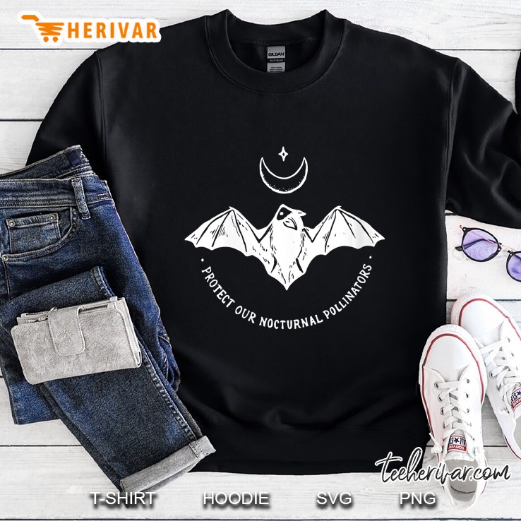 Protect Our Nocturnal Polalinators Bat With Moon Halloween Sweatshirt