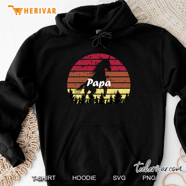 Papa Unicorn Forest Pet Animals Vintage Version Hoodie