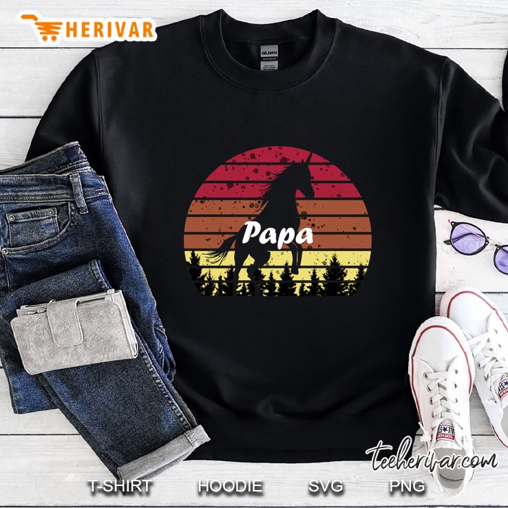 Papa Unicorn Forest Pet Animals Vintage Version Sweatshirt