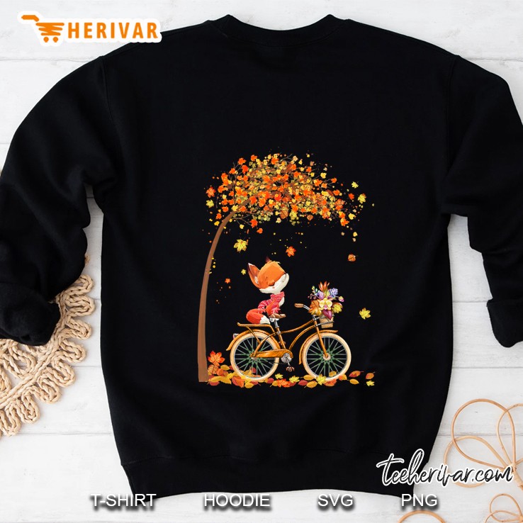 Fox Riding Bicycle Autumn Leaves Cute Fall Sweatshirt