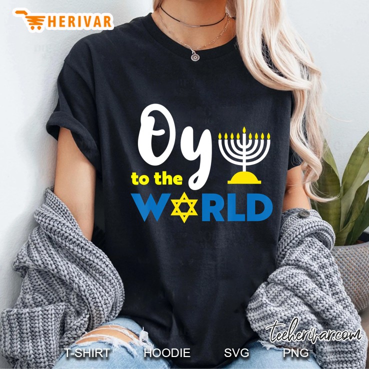 Oy To The World Happy Hanukkah Ladies Tee