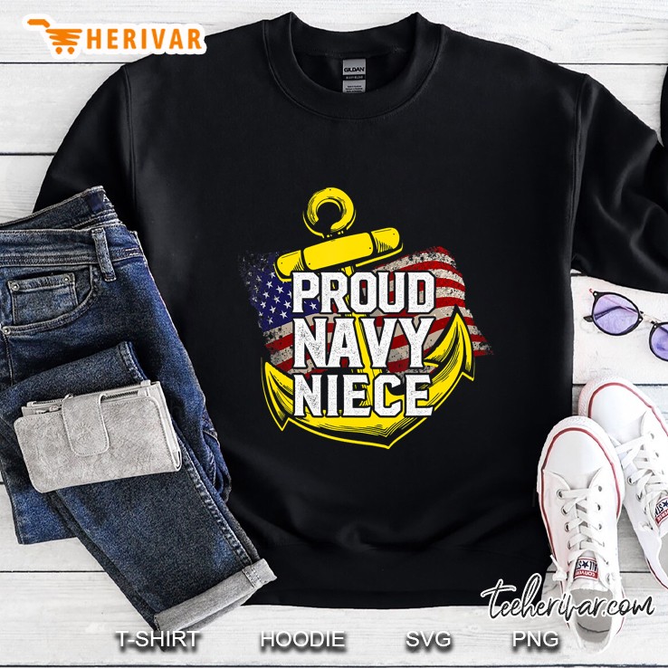 Proud Navy Niece American Flag Anchor Gold Sweatshirt
