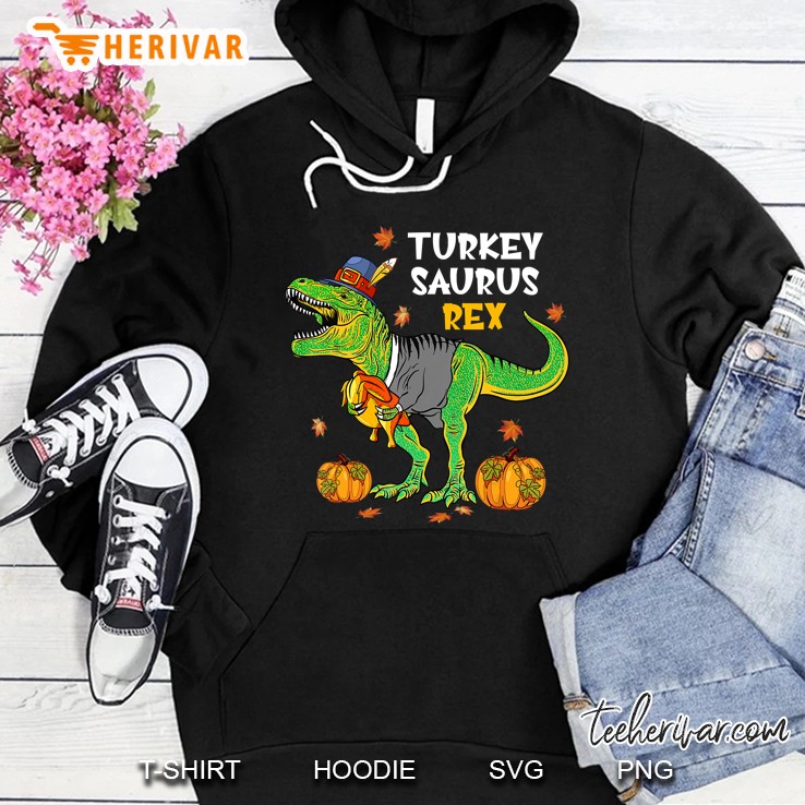 Turkey Saurus Rex Dinosaur Thanksgiving T Rex Pilgrim Hoodie
