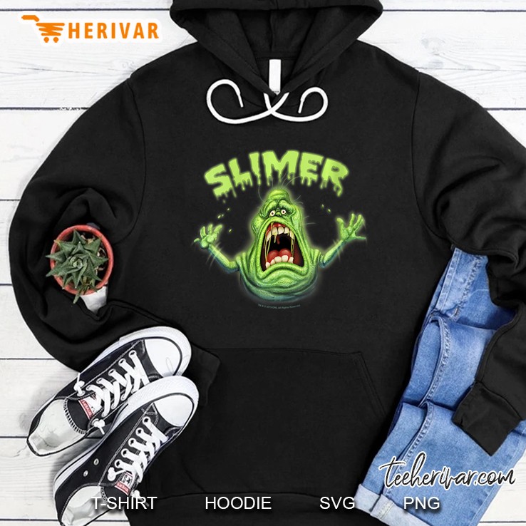 Ghostbusters Slimer Neon Portrait Black Version Hoodie