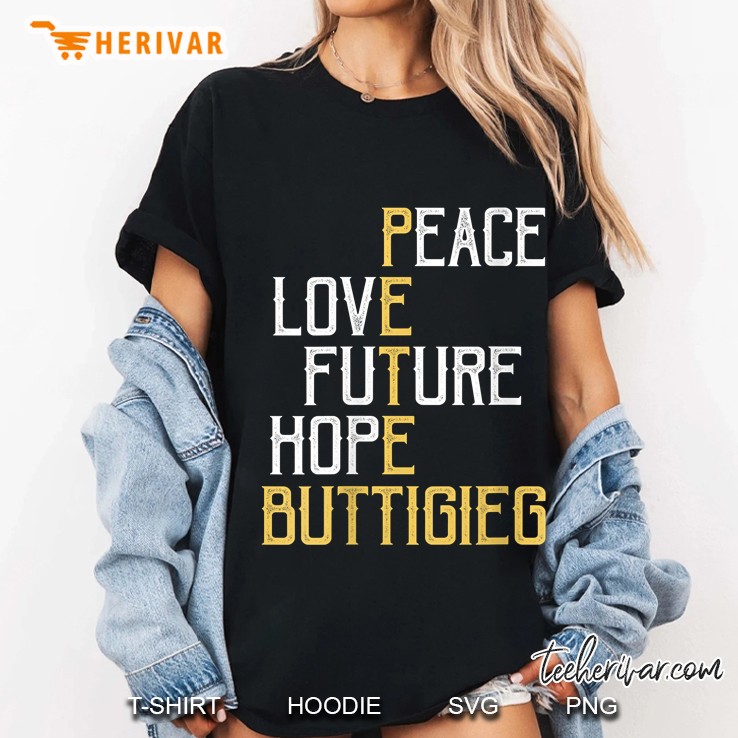 Pete Buttigieg President 2020 Election Peace Love Future Hope Black Version Ladies Tee