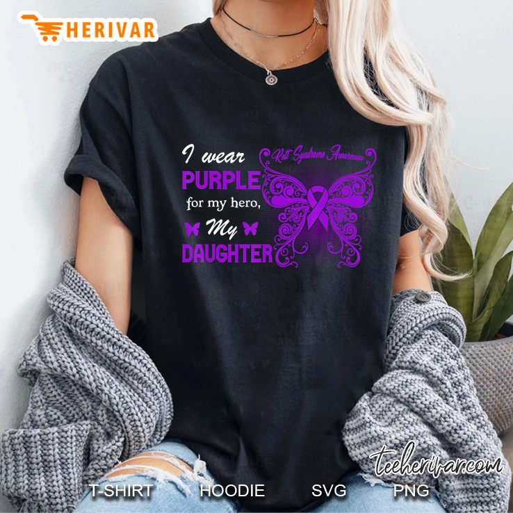 I Wear Purple For My Hero My Daughter Gift Rett Syndrome Awareness Butterfly Ribbon Version Ladies Tee