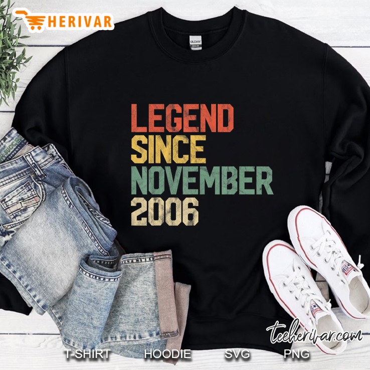 Legend Since November 2006 13th Birthday 13 Year Old Vintage Version Sweatshirt