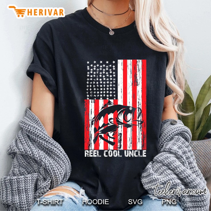 Reel Cool Uncle Fisherman American Flag Version Ladies Tee