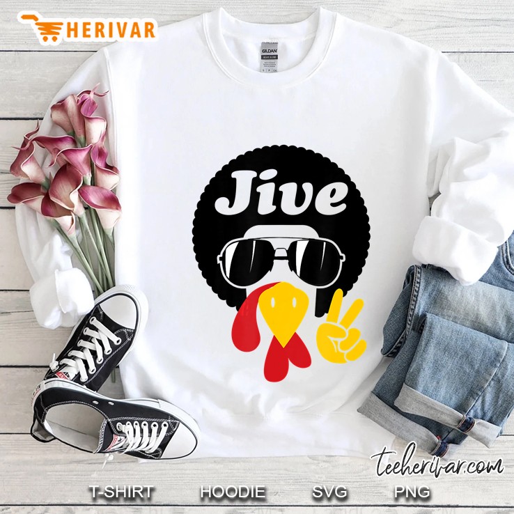Thanksgiving Jive Turkey Face Peace Sign Sweatshirt