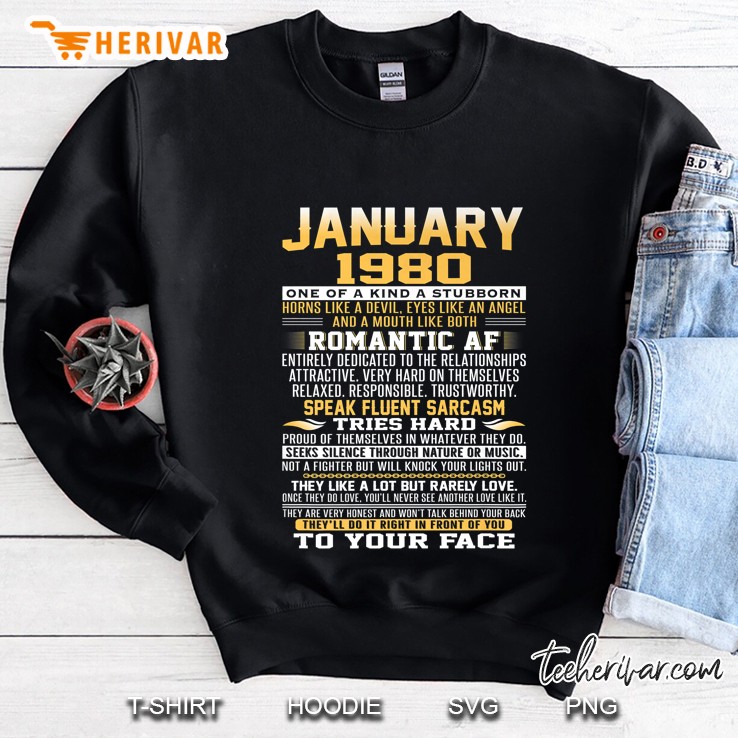 January 1980 One Of A Kind A Stubborn Horns Like A Devil Sweatshirt