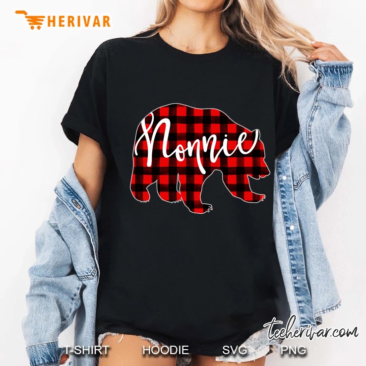 Nonnie Red Plaid Bear Ladies Tee