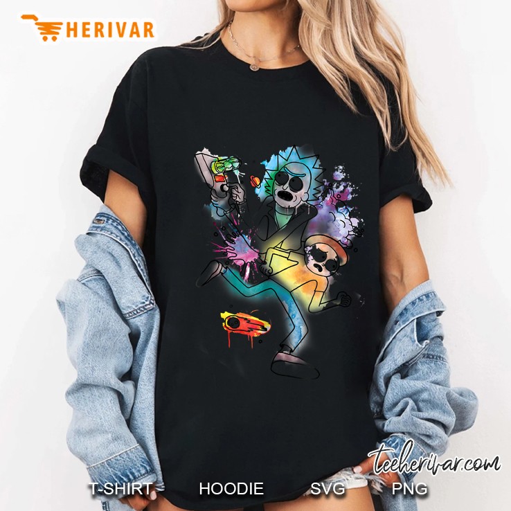 Rick And Morty Watercolor Doodle Ladies Tee