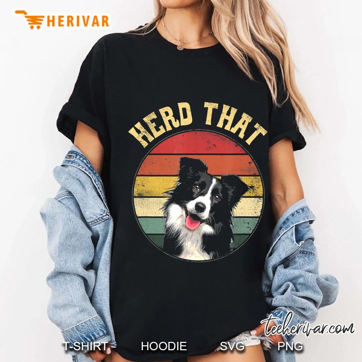 Herd That Border Collie Dog Vintage Version Ladies Tee