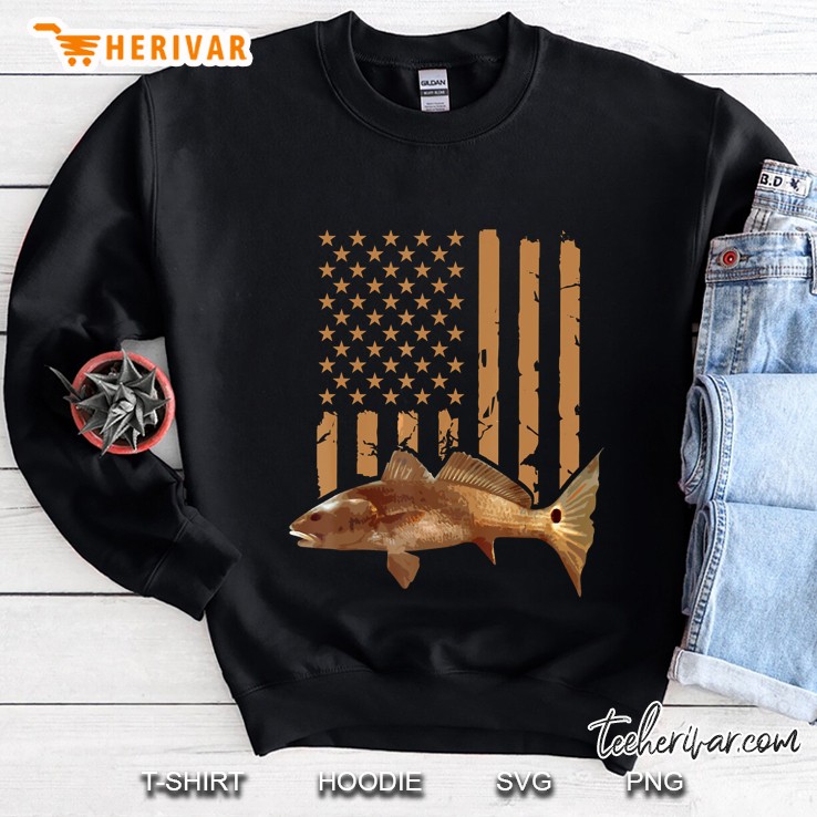 Red Drum Redfish Fishing American Flag Sweatshirt
