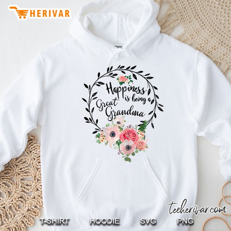 Happiness Is Being A Great Grandma Floral White Version Hoodie