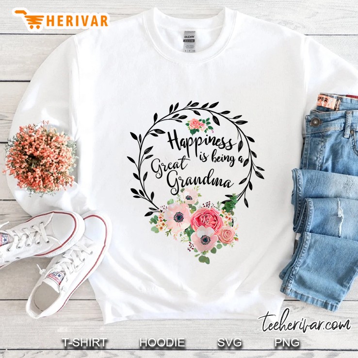Happiness Is Being A Great Grandma Floral White Version Sweatshirt