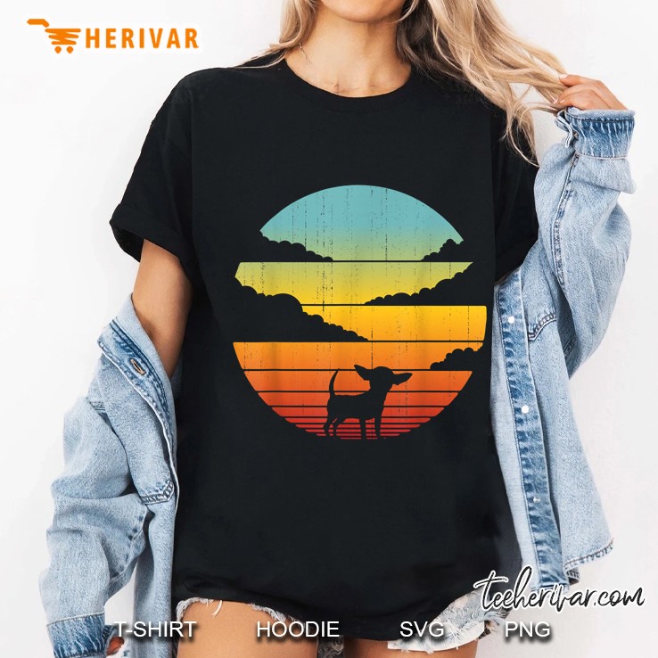 Chihuahua Dog Retro Sunset Vintage Version Ladies Tee