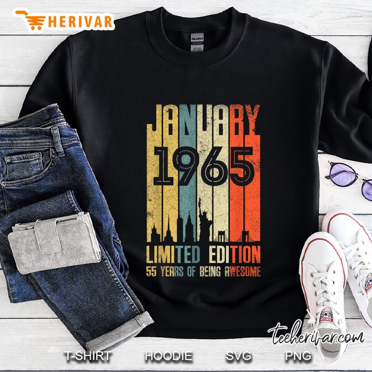 January 1965 Limited Edition 55 Years Of Being Awesome Vintage Version Sweatshirt