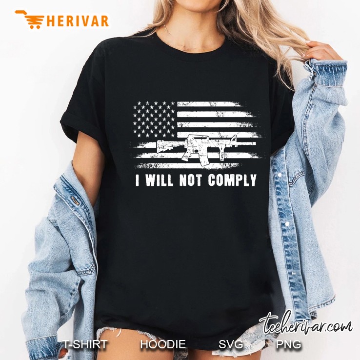 I Will Not Comply Gun American Flag Version2 Ladies Tee