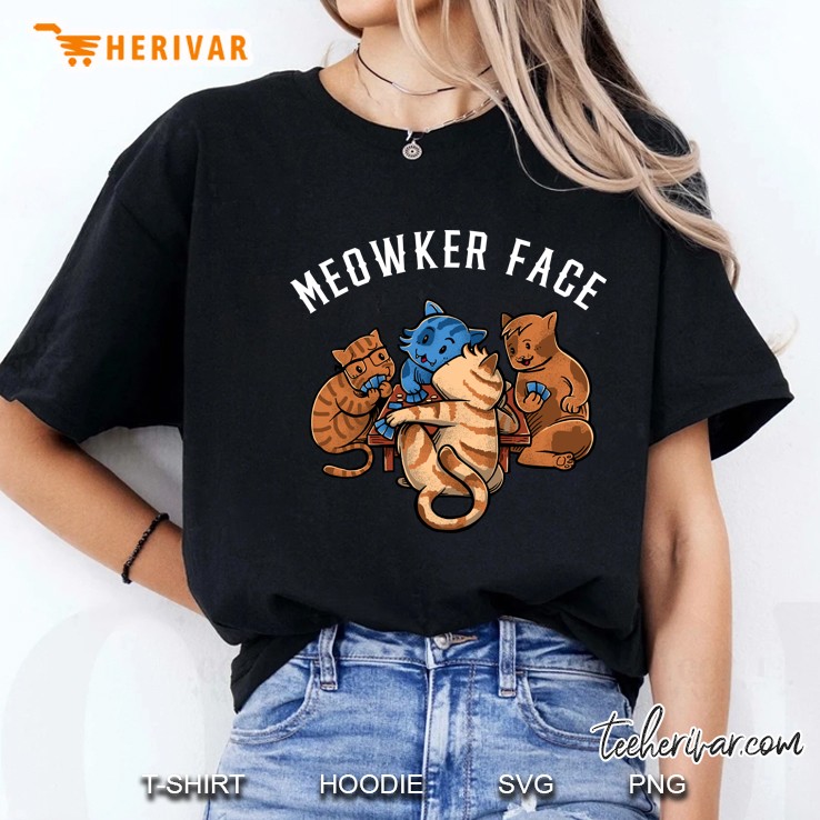 Meowker Face Cats Kittens Playing Poker Ladies Tee