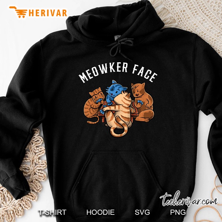 Meowker Face Cats Kittens Playing Poker Hoodie