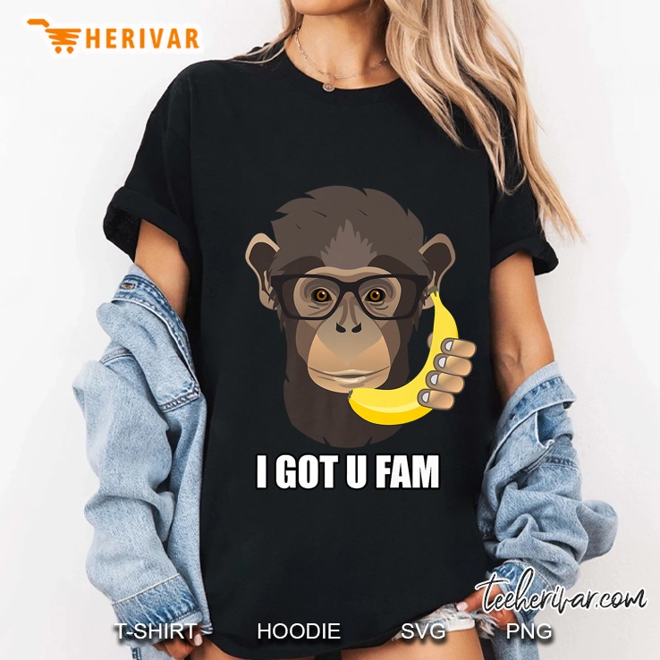 I Got You Fam Hipster Monkey With Banana Phone Ladies Tee