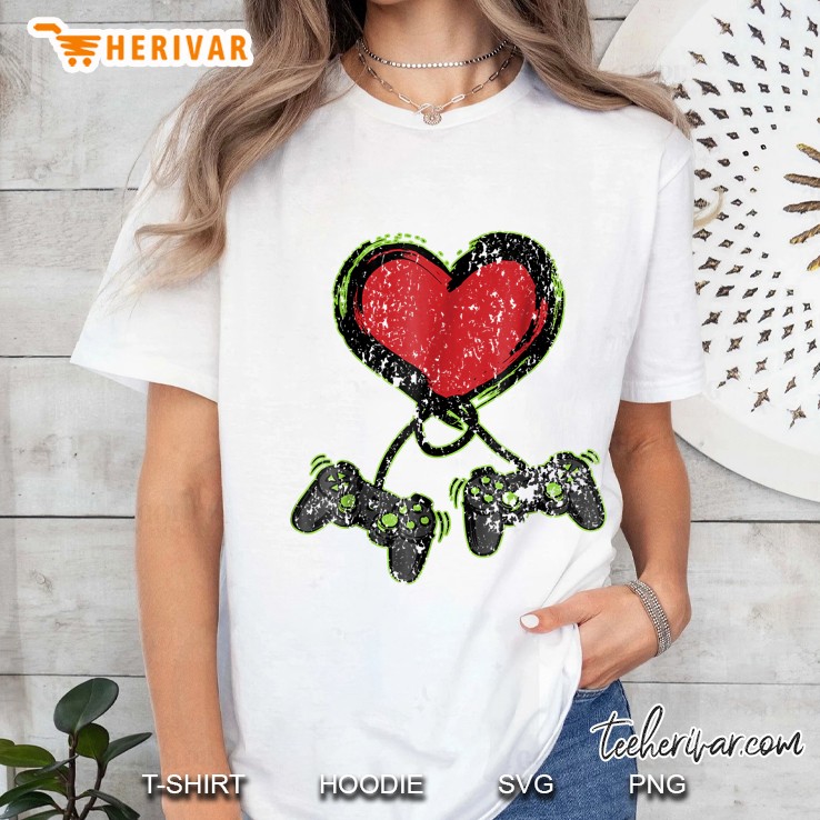 Video Gamer Heart Controllers Valentine’s Day Version2 Ladies Tee
