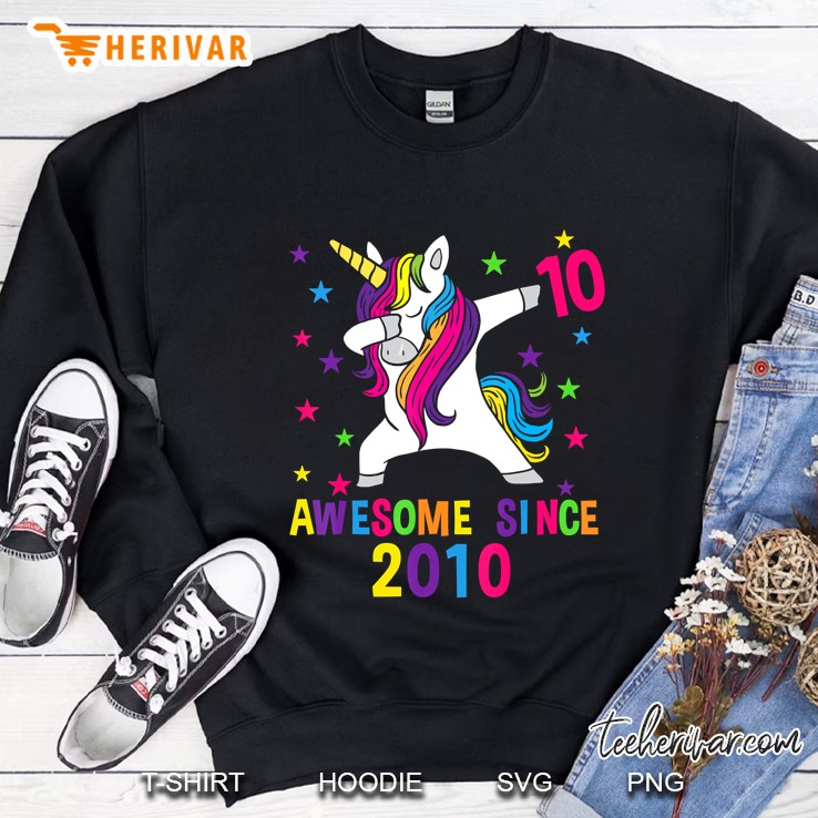 10th Birthday Dabbing Unicorn Awesome Since 2010 Sweatshirt