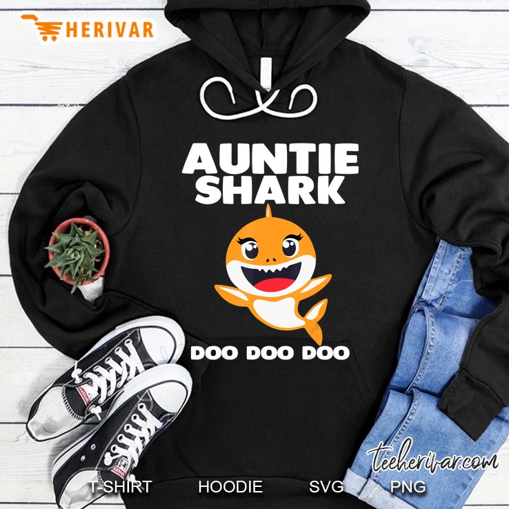 Auntie Shark Doo Doo Doo Black Version Hoodie