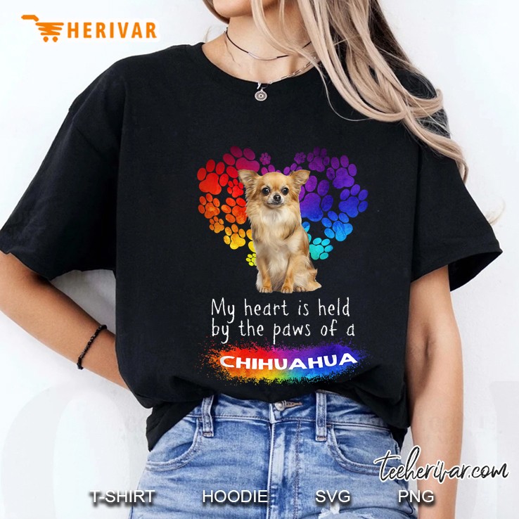 My Heart Is Held By The Paws Of A Chihuahua Colorful Version Ladies Tee