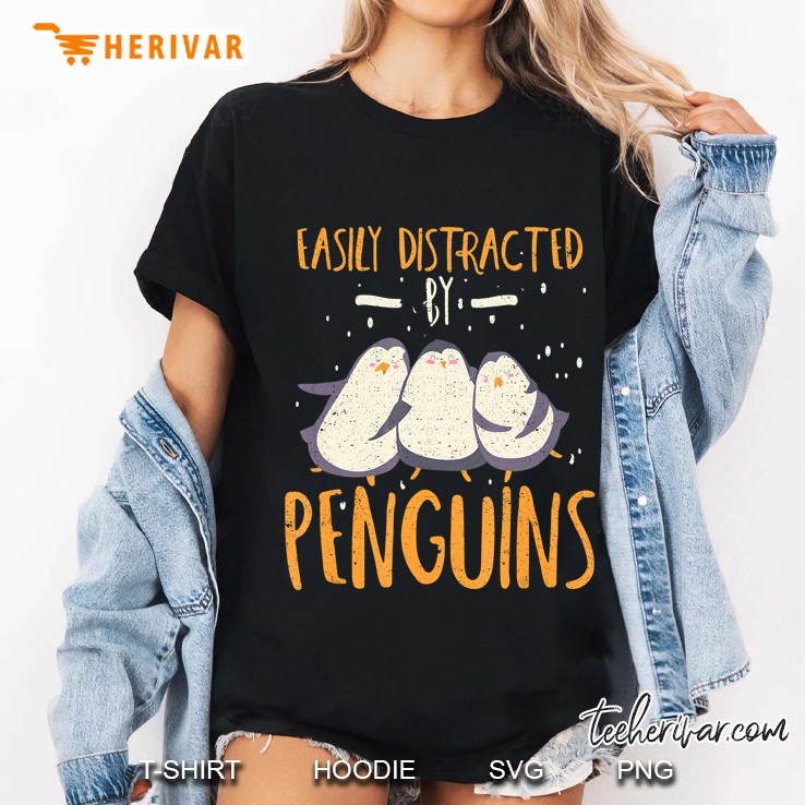 Easily Distracted By Penguins Ladies Tee
