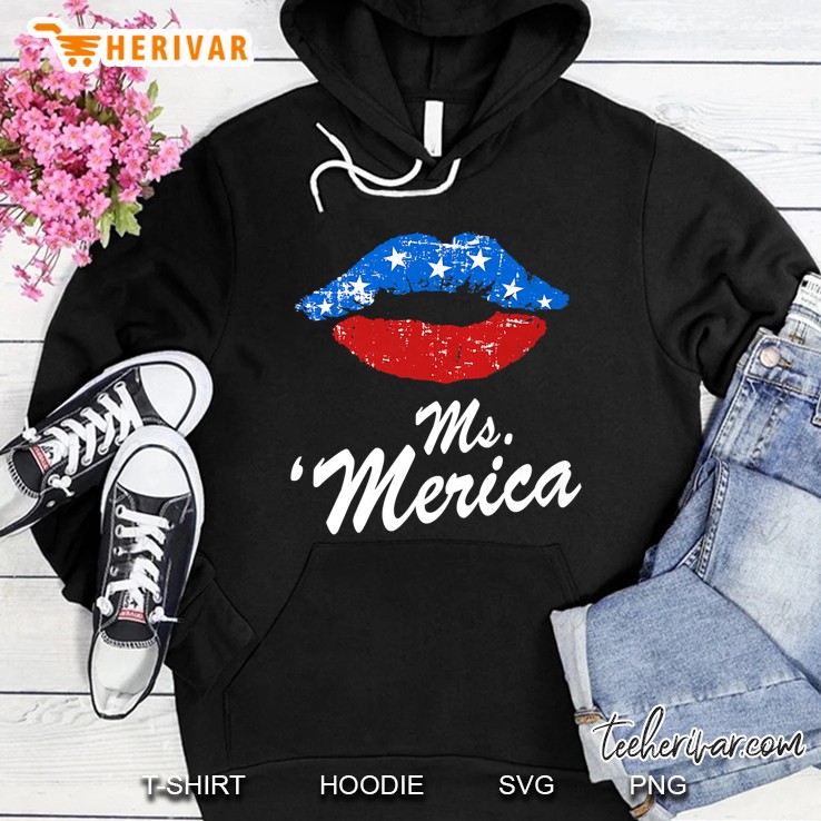 Ms. Merica American Flag Lips Hoodie