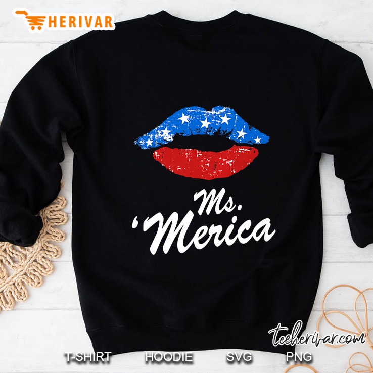 Ms. Merica American Flag Lips Sweatshirt