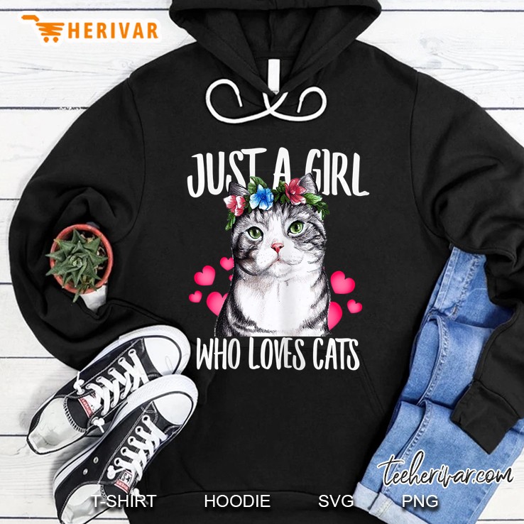 Just A Girl Who Loves Cats Floral Crown Version Hoodie