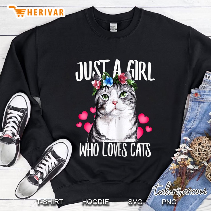 Just A Girl Who Loves Cats Floral Crown Version Sweatshirt