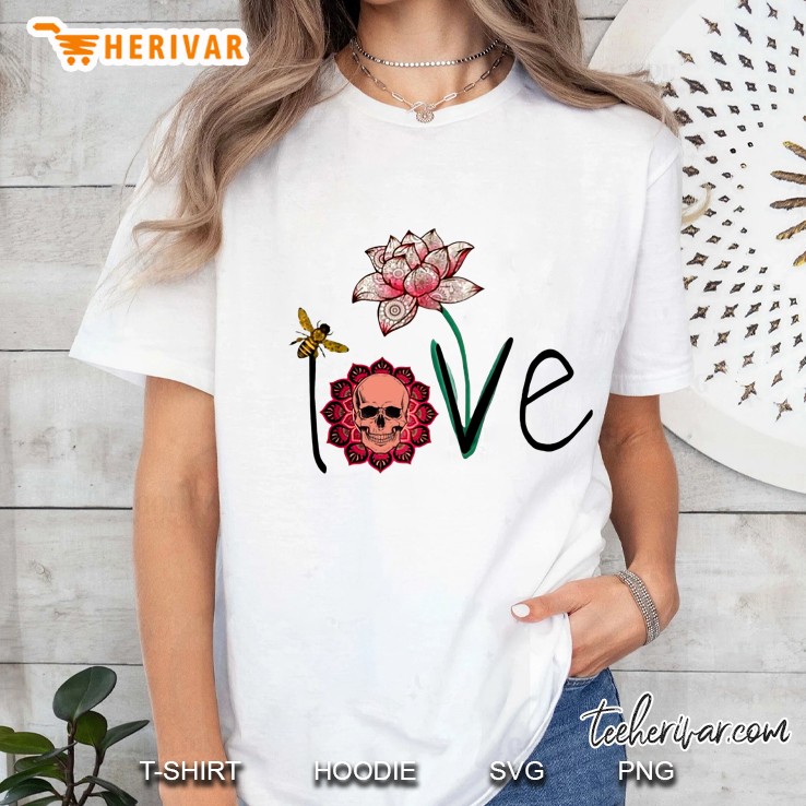 Love Bee Mandala Lotus Skull Version Ladies Tee