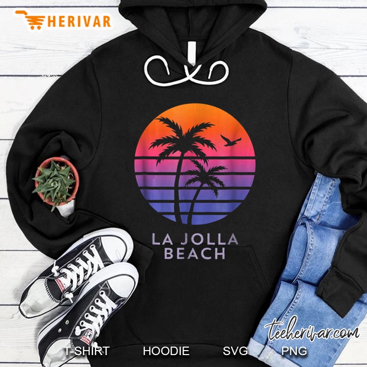 La Jolla Beach California Palm Trees Sunset Hoodie