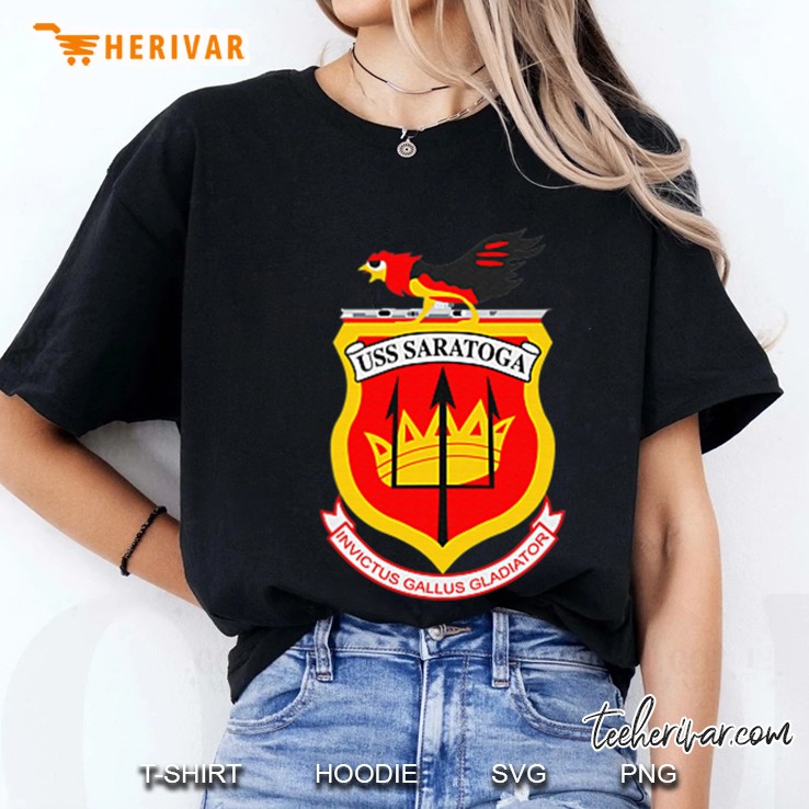 Uss Saratoga Invictus Gallus Gladiator United States Navy Ladies Tee