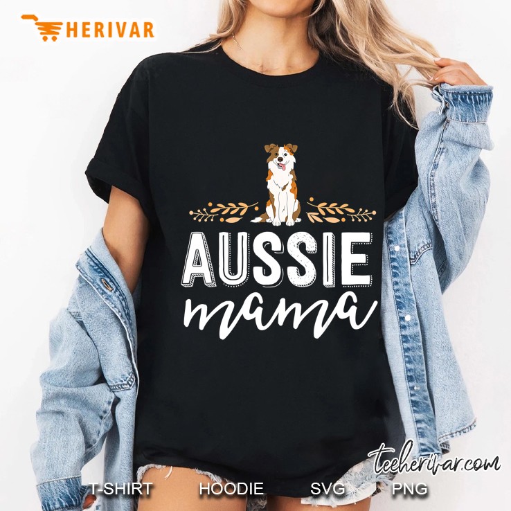 Aussie Mama Australian Shepherd Lover Black Version Ladies Tee