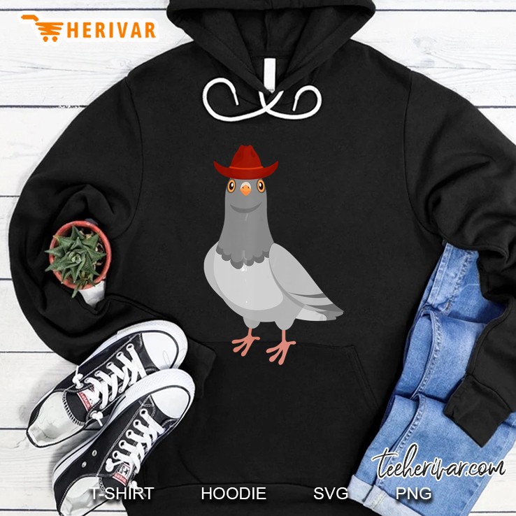 Pigeon Wearing Tiny Red Cowboy Hat Hoodie