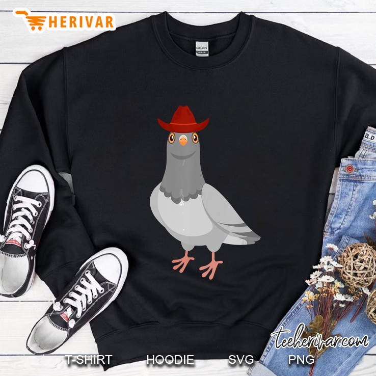 Pigeon Wearing Tiny Red Cowboy Hat Sweatshirt