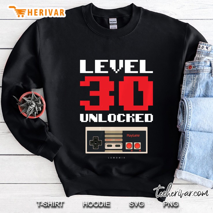 Level 30 Unlocked 30th Birthday Gaming Sweatshirt